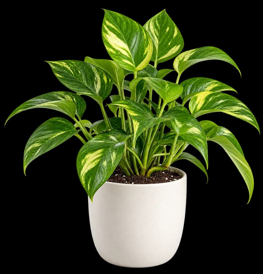 A pothos in a white pot
